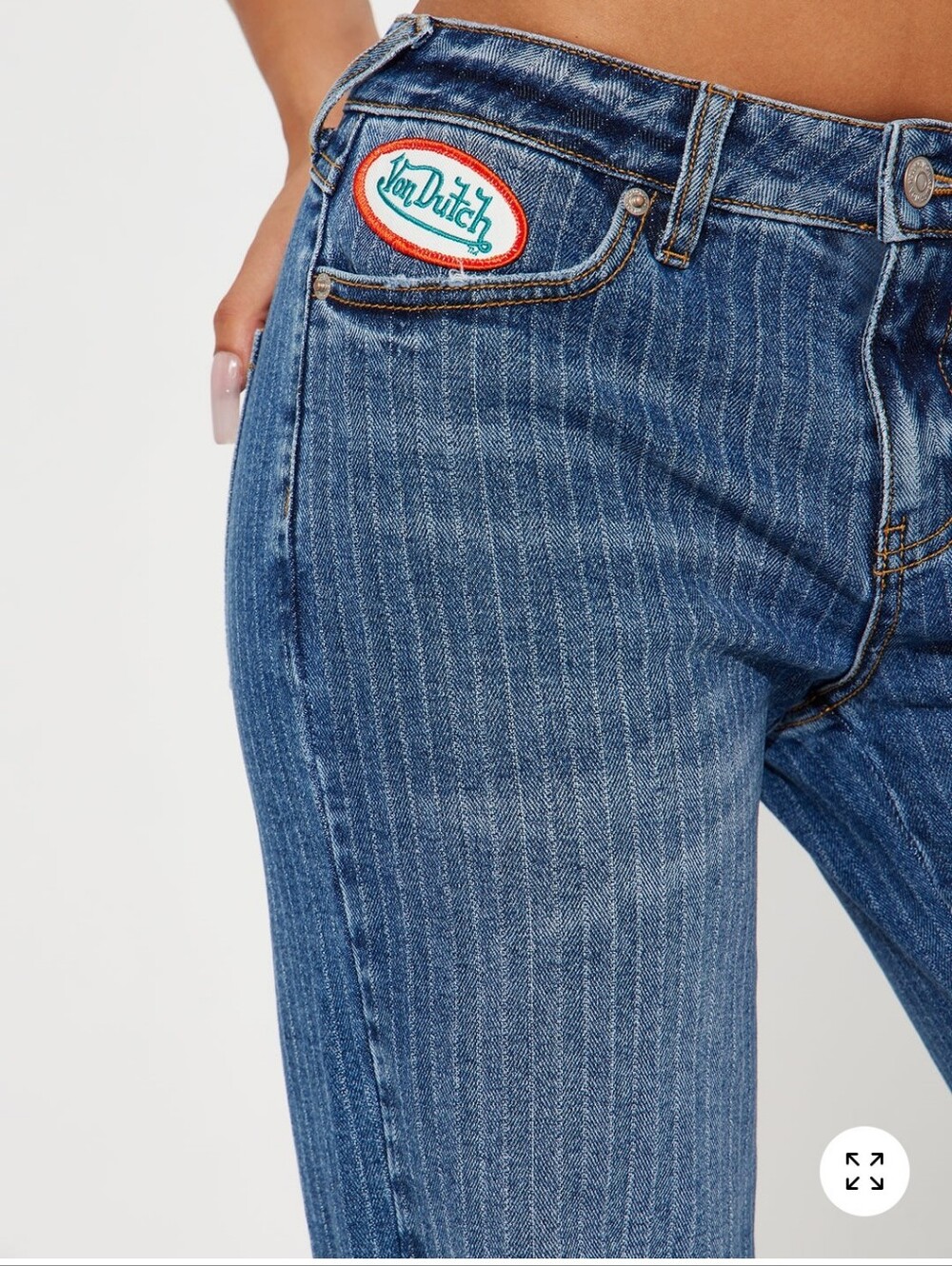 Von Dutch Blue Wing Logo Striped Straight-Leg Jeans - Blue - Picture 3 of 4